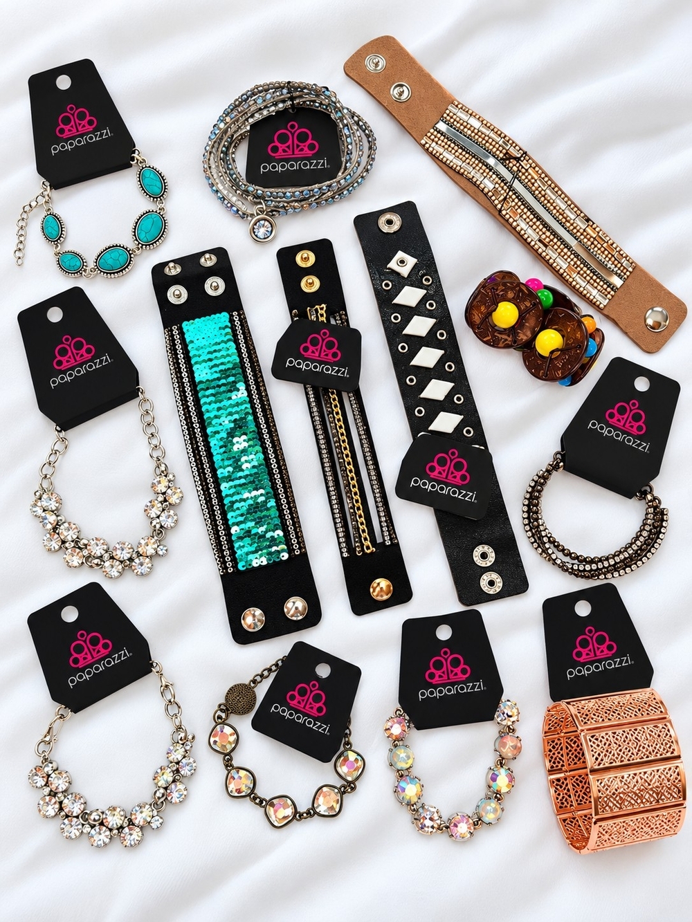 Paparazzi Jewelry Bracelet Lot 12 Pieces Cuffs Wraps Rhinestones NWT
